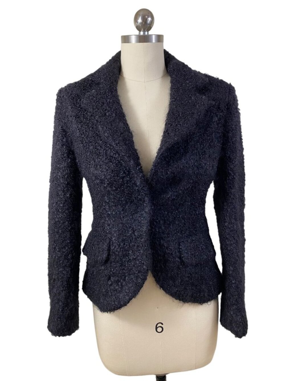 Serena Kay Paris Blazer Womens 36 Black Texture Mohair French Chic Edgy Romantic
